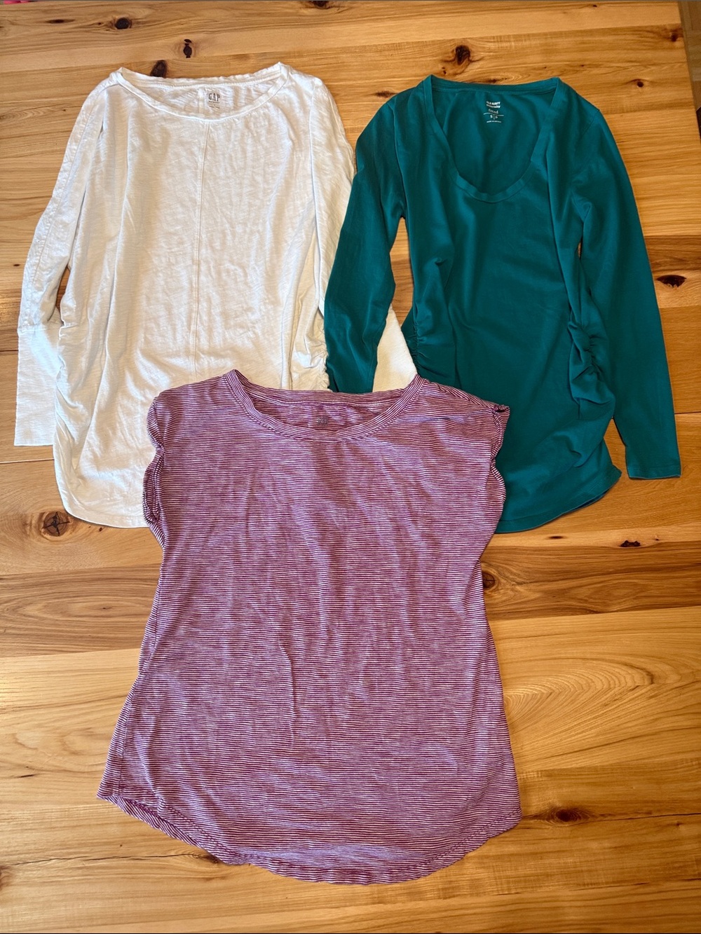 GAP White Long Sleeve Ruched Hem Top